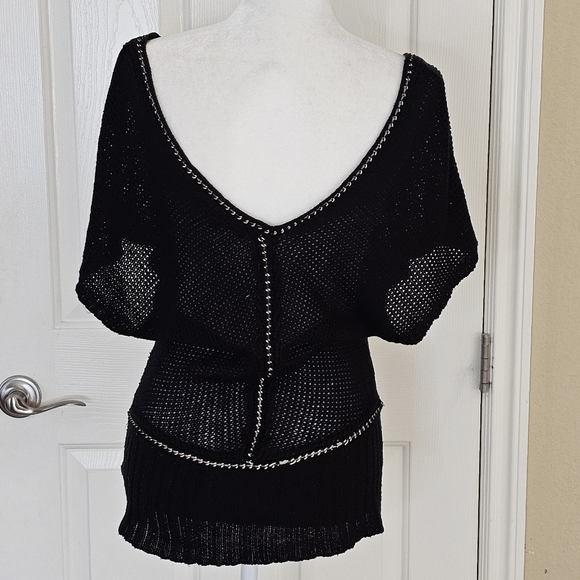 Love Stitch Net Weave Crotchet Sweater Black Size S - Picture 5 of 13